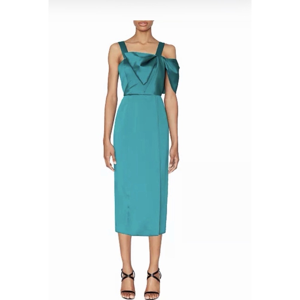White Tie by Shani Emerald Jade Green with Bow Event Formal Dress Sz 10 NWT $179